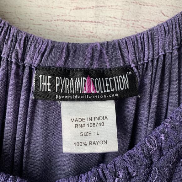 The Pyramid Collection Boho Purple Peasant Maxi Dress Floral Embroidery Size L - Picture 11 of 16